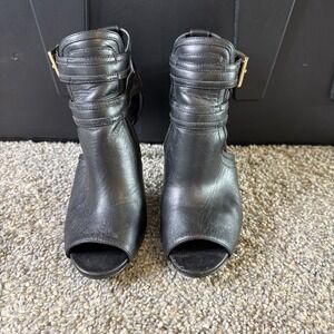 Michael Kors‎ Blaze Open Toe Black Heel Booties Size 6.5 Women's